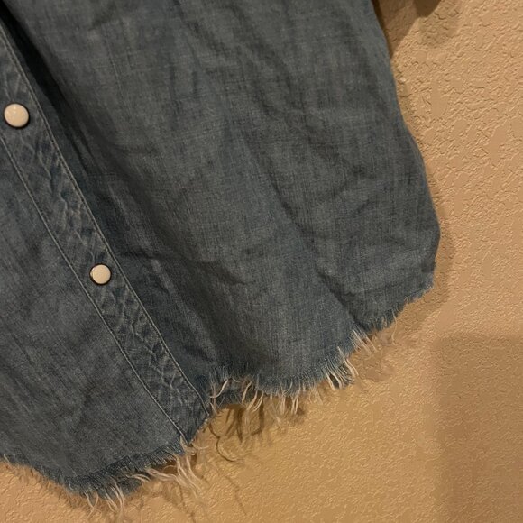 Rails Snap Front Denim Shirt Dress XS Blue Linen Blend Shirtdress Casual - Picture 3 of 7
